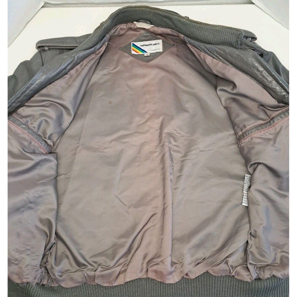 Vintage Members Only Men’s Leather Jacket Size 40 Gray - Picture 12 of 15